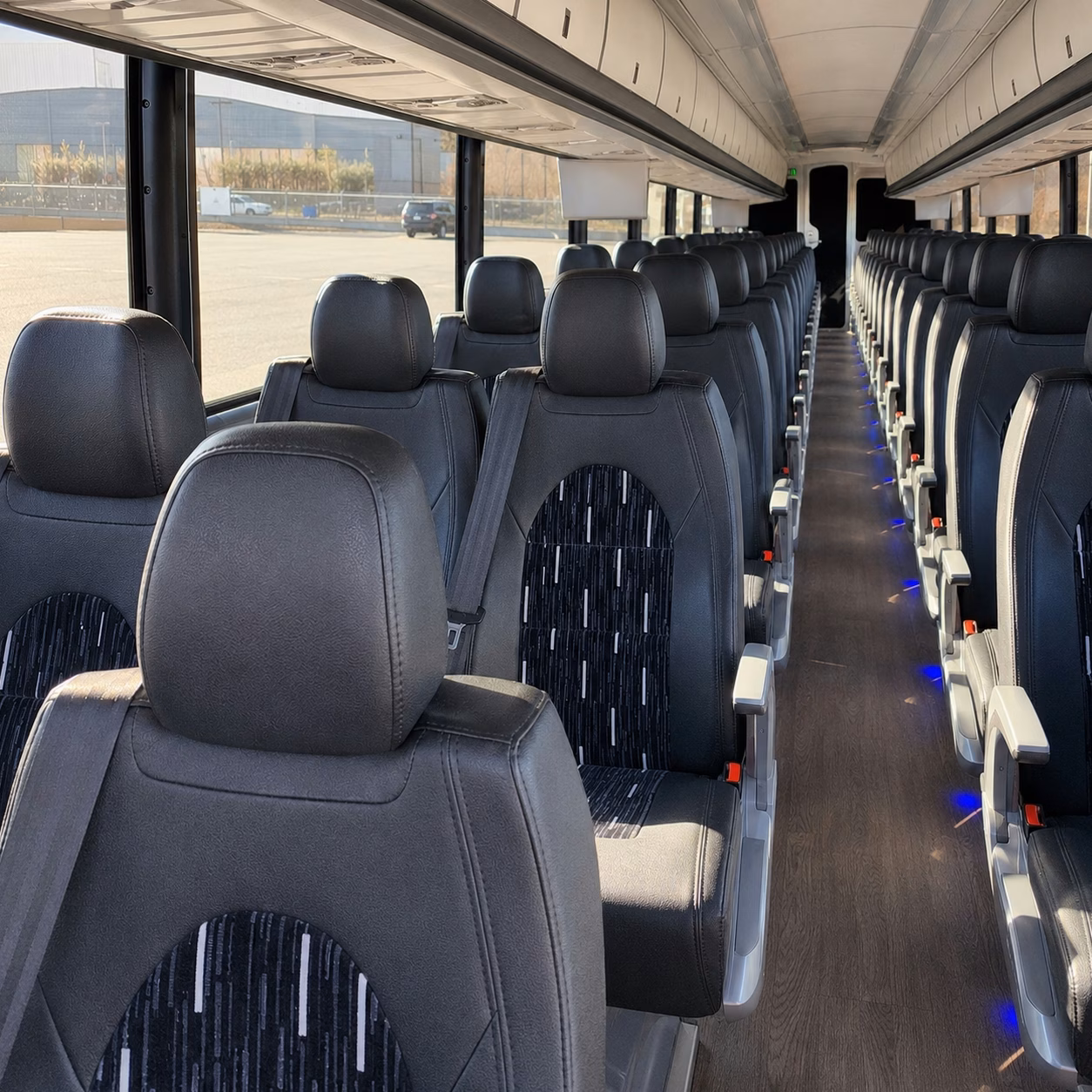 56 passenger charter bus inside
