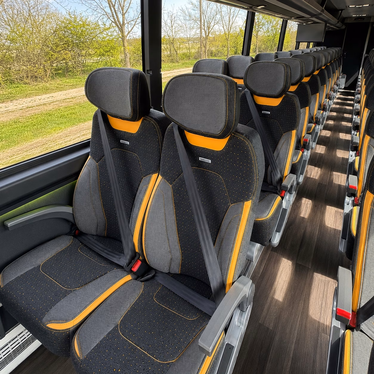 hamilton charter bus interior