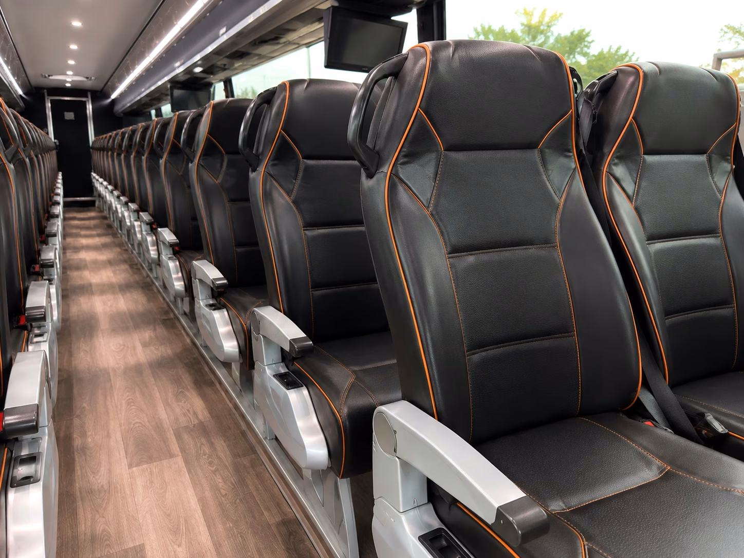 hamilton charter bus rental interior